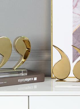 现代轻奢摆钢件不锈符号书档靠书装饰品板逗号书档间客厅样书房金