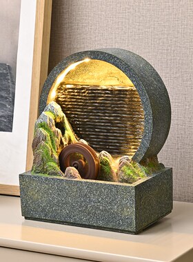 简约假山流水摆件招财水幕循环水客厅玄关入户风水轮开业乔迁礼物