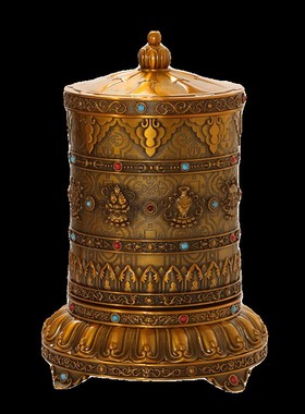 唐多括罗锌合金i嘛呢轮家用电动转轮玄关装饰摆件藏族插电转动筒