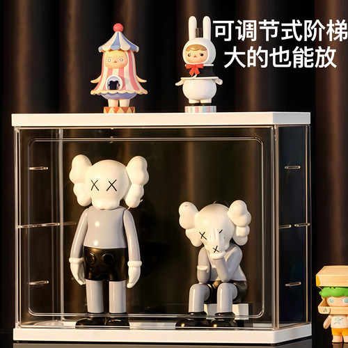手办展示盒防尘盲盒展示架透明开门收纳盒玩具置物架小摆件展示柜 - 图1