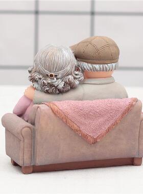 创意礼品zakka婚庆工艺品摆件爱相伴老头老太沙发客厅卧室装饰品