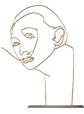 摆抽象达利立件体线MNB金色铁条艺人物装饰样板房书房卧室床头柜