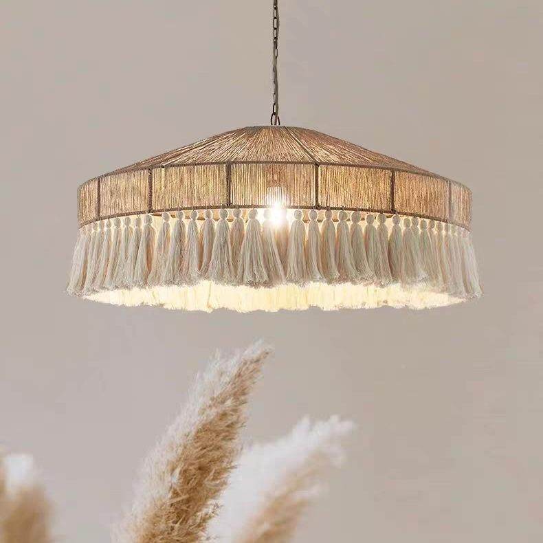 米亚复风古麻波绳流苏吊西灯创古藤阁灯意奶油风卧室餐厅灯吸顶灯,淘宝优惠券,粉丝福利购,淘宝优惠卷