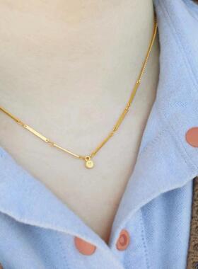 黄金色流金岁月爱心项链复古小众轻奢高级感锁骨链时尚百搭送礼物