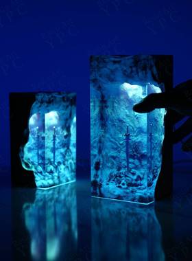 跨境热卖创意游戏系列魔兽世界霜之哀伤剑树脂木夜灯给男生的礼物