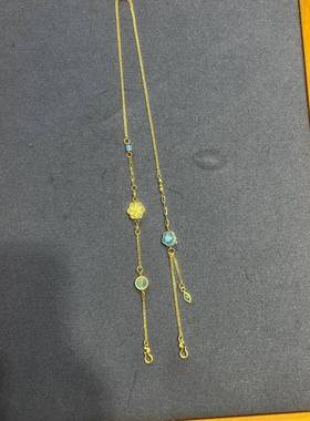 古法高温黄金色烧蓝万能链精致小众气质百搭高级感吊坠显气质套链