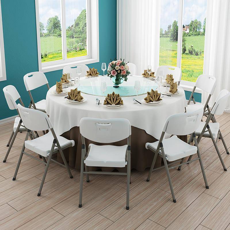 G3YN叠圆桌家大用餐桌圆桌面简易家用吃10人圆形饭桌小户型折NGT - 图1