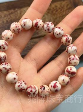 朱砂原矿石鸡血石单圈正品手串还原石本命年男女款手链安神礼物