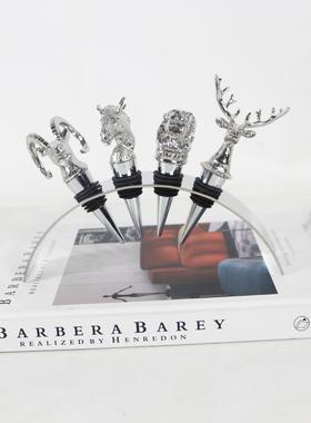 现代轻奢酒柜金属红酒塞动物创意摆件桌面酒店餐厅装饰品样板间