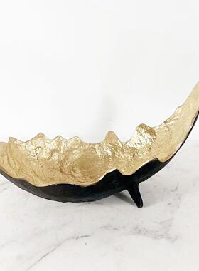 现代简约创意合金月亮收纳果盘酒店样板间私人会所办公室桌面装饰