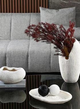 北欧极简创意家居客厅餐桌家居装饰珊瑚纹树脂花瓶高级收纳盘摆件