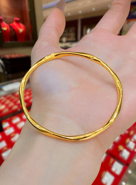 足金包银莫素圈实心比乌斯素手环