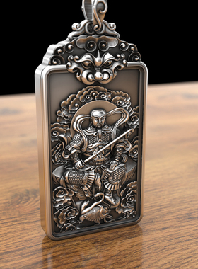 999纯银 实心玄武大帝吊坠真武足银项链富贵平安复古泰银牌本命佛