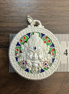 999纯银珐琅彩镂空黄财神项链男女属牛羊龙狗本命佛吊坠佛八宝