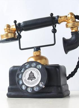 欧式复古树脂电话机摆件仿古老式电话家居客厅桌面房间装饰工艺品