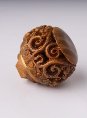 绿檀木香囊镂空diy嘎乌瓶雕刻扩香瓶吊坠降真香丸盒钥匙挂件实木