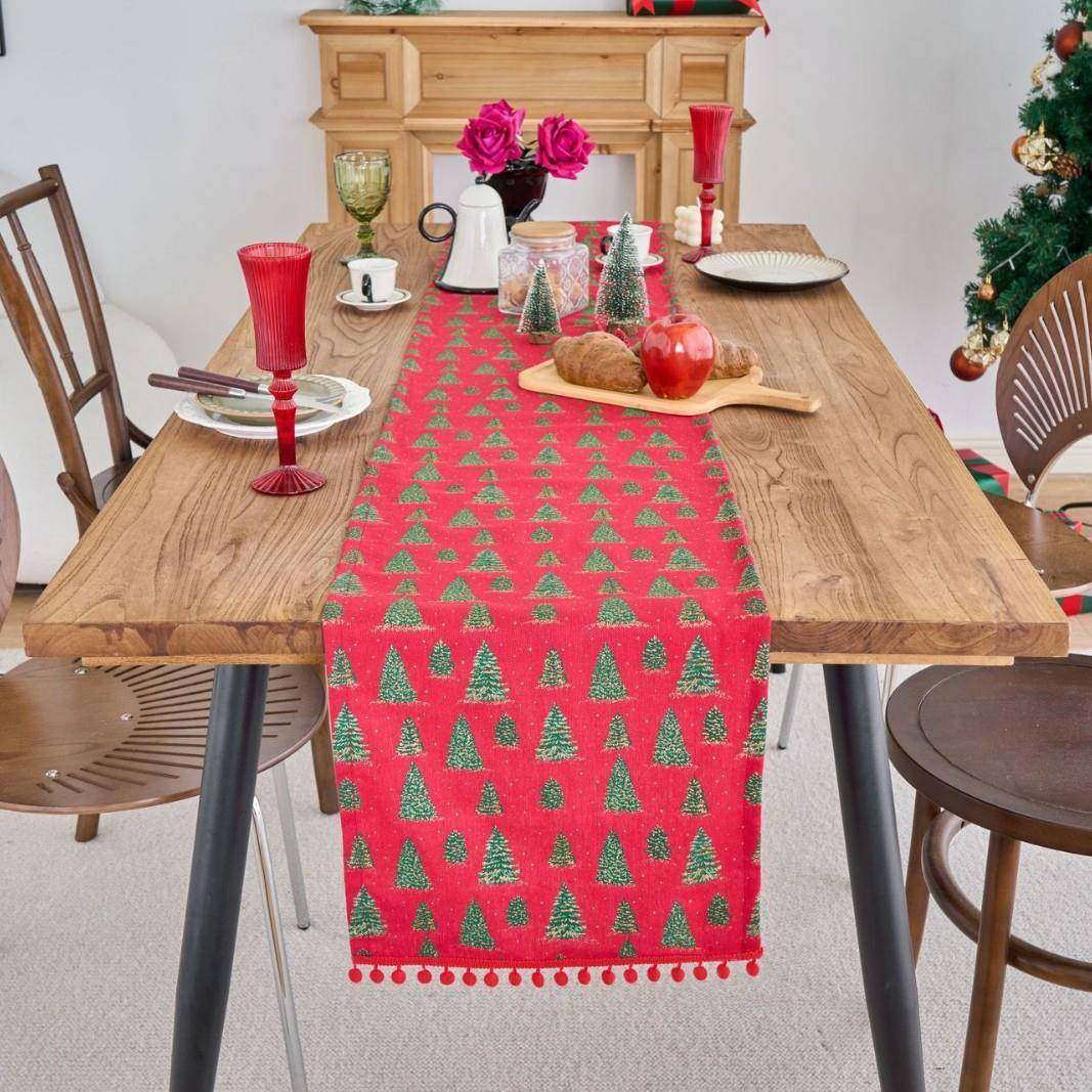 桌旗印花圣诞装饰餐旗绿色烫金茶几电视柜茶席长方形工厂,淘宝优惠券,粉丝福利购,淘宝优惠卷