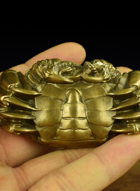 铜实心横财螃蟹玩具手p把件茶宠男女随身纵横天下偏财八方来财挂