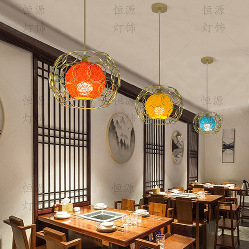 简约餐饮餐e厅吊灯个性商用店铺创意铁艺灯吧台火锅烧烤店专用灯 - 图1