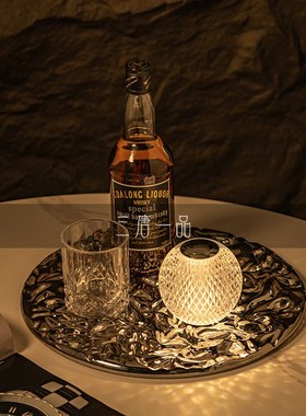 轻奢玻璃酒杯摆件样板间客厅茶几醒酒器托盘搭P配组合现代桌面软