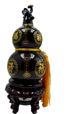 天然泰山墨玉金丝葫芦水t晶招财石头办公室客厅玄关随手礼品摆件