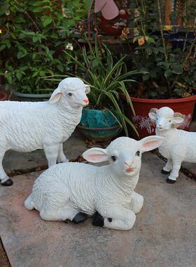 户外园林景观花园草坪装饰品仿真动物绵羊摆件小羊雕塑树脂工艺品