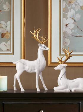 北欧轻装奢麋鹿情侣X8132客鹿摆创意厅家居玄关电视柜酒柜饰件品
