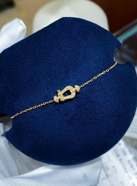 马蹄扣纯银镀黄金手链