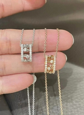 小蛮腰露珠项链女纯银白金玫瑰金镶钻镂空锁骨链设计时尚高级礼物