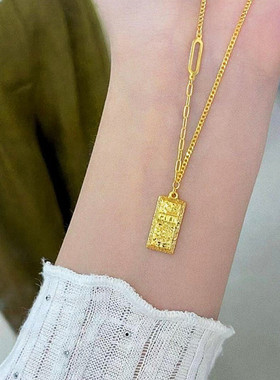 碎碎冰小金砖吊坠项链