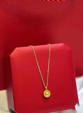 猫眼圆珠项链 女纯银镀18K黄金色转运珠锁骨链简约气质百搭礼物潮