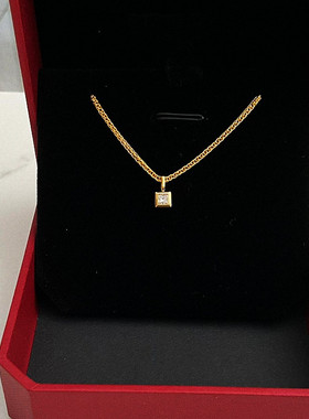 新中式国风方糖项链纯银镀黄金