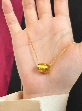 福字路路通项链 女纯银镀18K黄金色小蛮腰锁骨链高级感新中式国潮