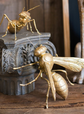 速发装饰昆虫摆件树脂工艺品蜜蜂螳螂新蚁铜艺术品蚂色金古典