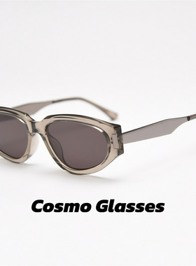 猫眼窄框赛博机能风高智感墨镜女近视太阳镜复古椭圆遮阳大框yk2