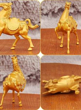 金色摆上发马财小摆件家居桌面工艺品马到成Y1238功生肖合马金金