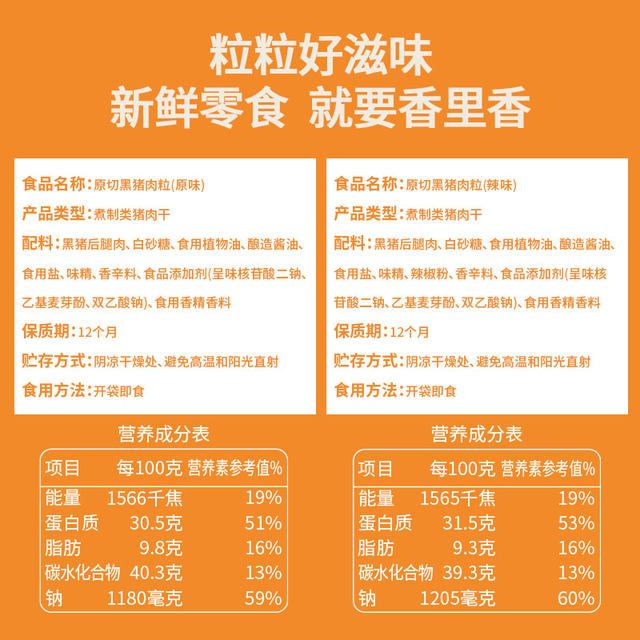 Xiangli Xiang Original Cut Black Pork Grains Spicy Original Pork Dried Pork Nutritious Room Temperature Bulk Snacks