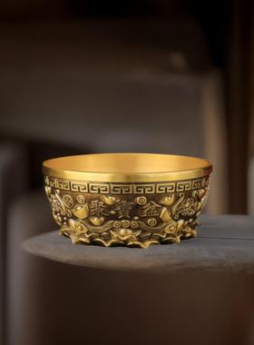 黄铜聚宝盆方位摆件招财聚财全通实心家用佛具铜摆件店铺开业吉祥