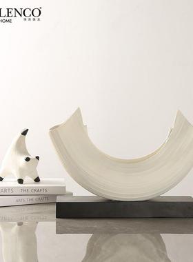 意式极简抽象艺术半圆船形摆件酒店办公室玄关桌面创意家居工艺品