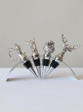 现代轻奢酒柜金属红酒塞动物创意摆件桌面酒店餐厅装饰品样板间