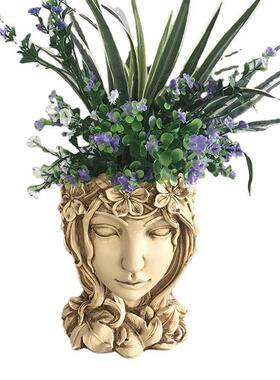 树脂多肉植物女神花盆创意仿人物花盆居家摆件女神树脂工艺品