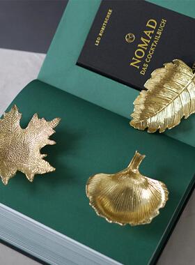 北欧轻奢托盘摆件叶子金属摆盘创意首饰盘家居收纳盘桌面摆件饰品