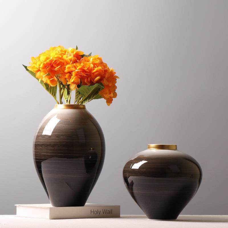北欧现代创意电视柜圆形陶瓷花瓶摆件客厅插花干花家居装饰品摆设,淘宝优惠券,粉丝福利购,淘宝优惠卷
