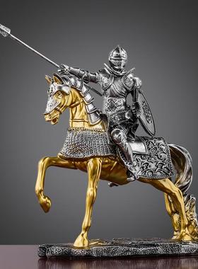 现货北欧胜利骑士创意树脂工艺品办公室装饰复古盔甲骑士摆件