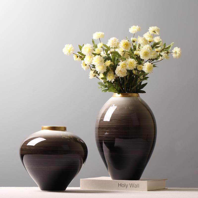 北欧现代创意电视柜圆形陶瓷花瓶摆件客厅插花干花家居装饰品摆设,淘宝优惠券,粉丝福利购,淘宝优惠卷