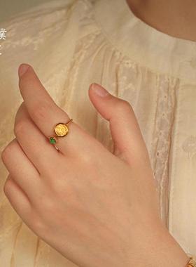 金店同款古法沙金扎基拉姆开口戒指简约气质复古男女款送礼物