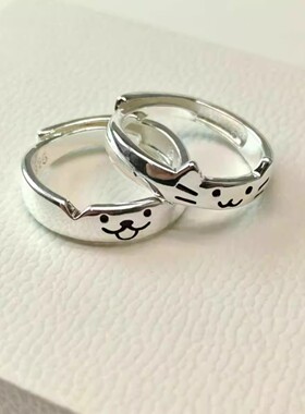 猫狗日记戒指女小猫情侣对戒in小众设计感开口可调节食指戒