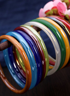 现货速发古风汉服玻璃清脆叮当镯中国风超仙细手镯仿玉髓镯子饰品