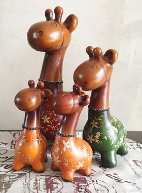 速发欧式创抽意象客厅招颈长财鹿摆件家居饰品树脂动物小鹿装饰工