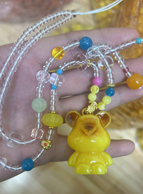 天然蜜蜡琥珀小熊吊坠爆款蜜蜡黄色小熊项链补土招财项链闺蜜礼物